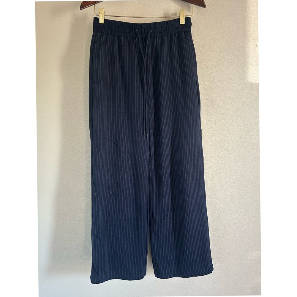 Belle Vere Navy blue wide-leg pinstripe pants small MC4-14